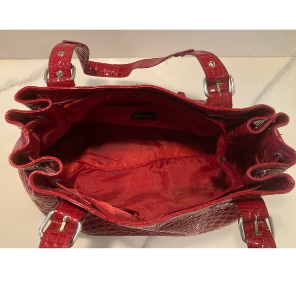 Red patent embossed faux crocodile large purse - Picture 7 of 7
